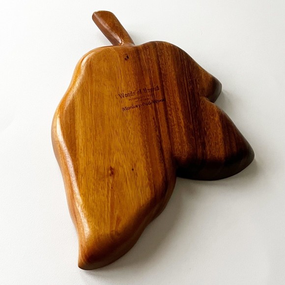 Leaf Carved Tray Monkey Pod Woods of Hawaii 3 Section Divided Serving Dish Vtg - Picture 5 of 10